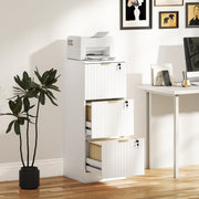 Filing Cabinet with Lockable Drawers and Printer Shelf for Home Office Organisation White AOSOM