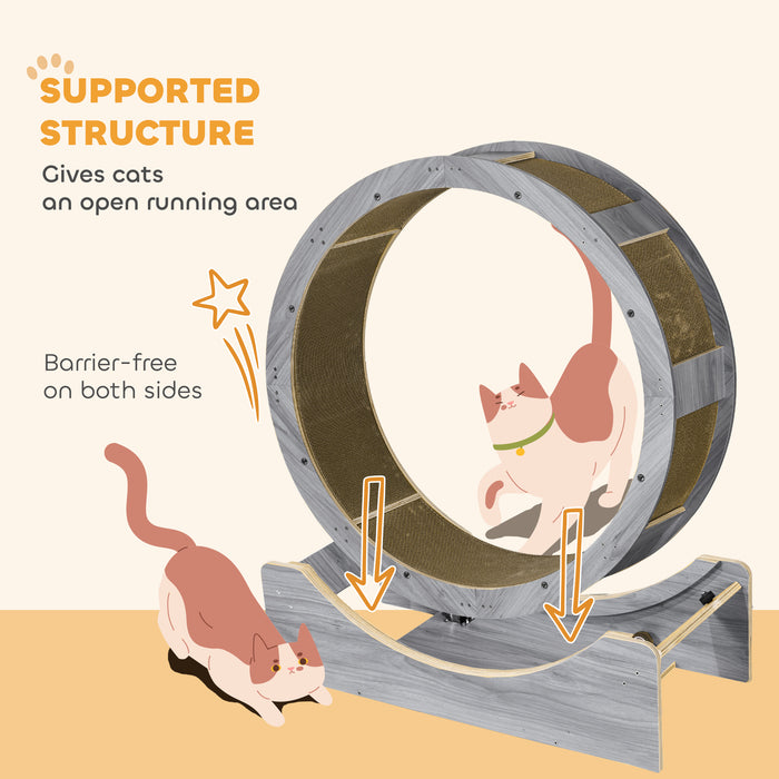 Grey Cat Exercise Wheel with Brake and Scratching Pads by PawHut