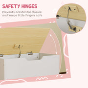 Toy Storage Chest with Wheels and Safety Hinges for Toddlers Playroom or Bedroom White AOSOM