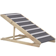 Adjustable Folding Dog Ramp for Sofa or Bed with 4 Heights Non Slip Design Brown AOSOM