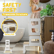 White 2-in-1 Toddler Tower with Chalkboard and Safety Rail for Kitchen and Bathroom by AIYAPLAY AOSOM