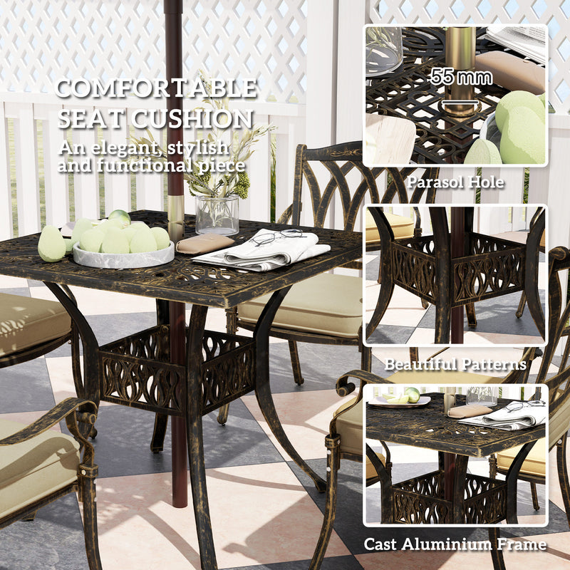 Five Piece Cast Aluminium Garden Dining Set Bronze Tone by Outsunny