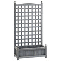 Wooden Raised Garden Planter with Trellis for Climbing Plants Indoor Outdoor Use Grey Outsunny