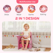 Kids Table and Chair Set With Storage Bins For Play and Learning Activities Pink AOSOM