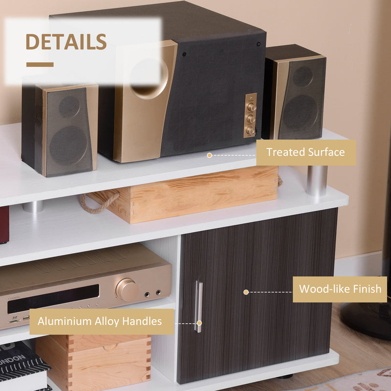 Grey and White TV Cabinet for TVs up to 50 Inch with Storage Shelves and Cupboards