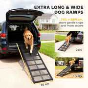 Extra Long Dog Ramp for Car with Non Slip Surface Ideal for Large Pets Black AOSOM