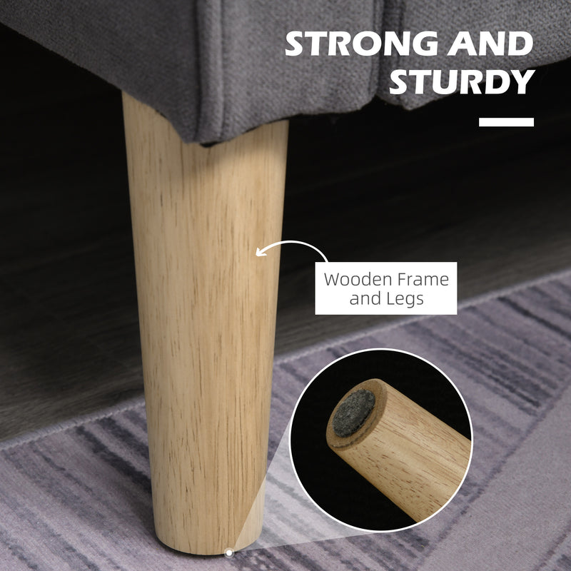 2 Seater Sofa with Hidden Storage and Wood Legs Ideal for Small Living Rooms Grey