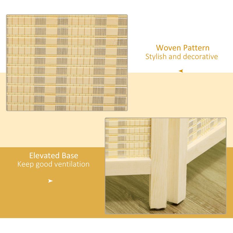 4 Panel Folding Room Divider Screen Creates Privacy In Bedroom Or Office, Natural