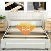 King Size Ottoman Storage Bed Cream White - detail 2