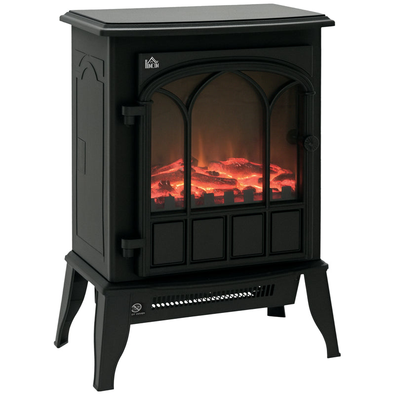 Freestanding Electric Fireplace Heater with LED Flame Effect for Cosy Living Rooms Black
