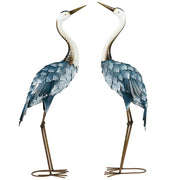 Crane Garden Ornaments Steel Statue Set 2 Piece Outdoor Decor for Patio Pond by Outsunny