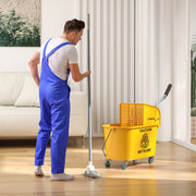 Yellow 20L Mop Bucket with Wringer and Wheels for Floor Cleaning by HOMCOM AOSOM