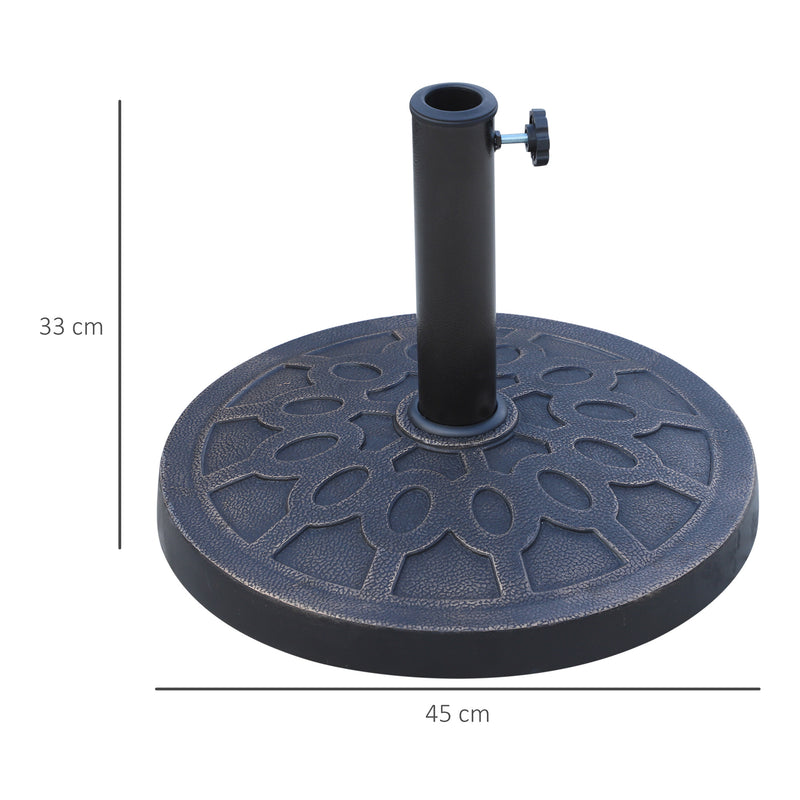 Bronze 13kg Resin Parasol Base for 38mm to 48mm Garden Umbrella Poles Outdoor Use