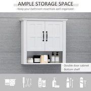 Wall Mounted Storage Cabinet with Adjustable Shelf for Bathroom or Kitchen White AOSOM