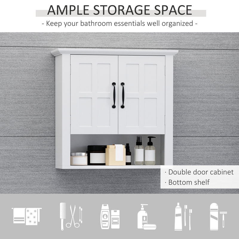 Wall Mounted Storage Cabinet with Adjustable Shelf for Bathroom or Kitchen White AOSOM