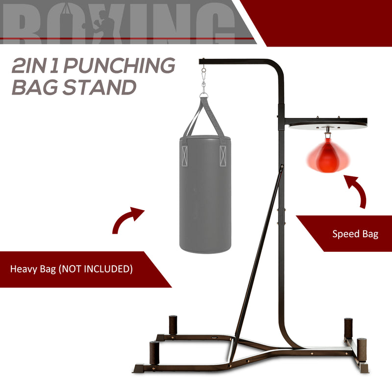 Adjustable Freestanding Speedbag Punch Bag Stand for Boxing Training Black by Outsunny AOSOM