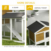 Wooden Rabbit Hutch Outdoor Double Tier with Ramp and Water-Resistant Roof Yellow by PawHut