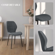 Set of 4 Flannel Upholstered Tub Chairs for Dining or Lounge with Padded Seats Dark Grey