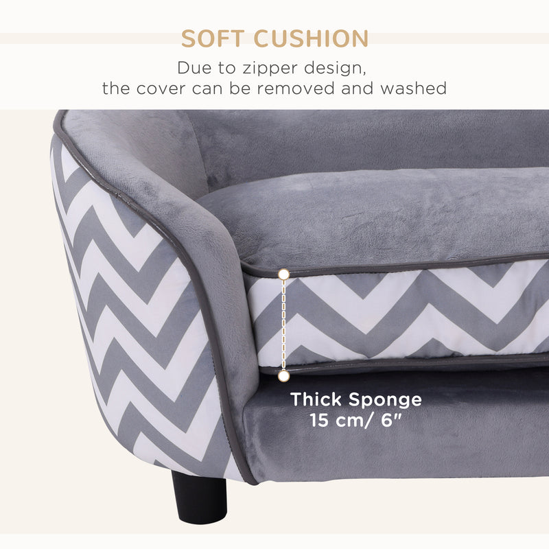 Small Dog Sofa Bed with Removable Padded Cushion Ideal for Indoor Use Grey