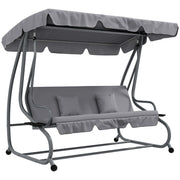 Three Seater Garden Swing Chair with Adjustable Canopy Light Grey by Outsunny