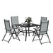 Five Piece Steel Frame Patio Set with Table and Chairs Grey and Black by Outsunny