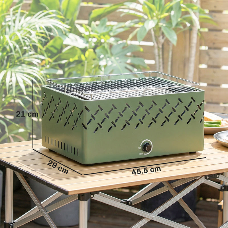 Portable Charcoal Barbecue with Adjustable Fan for Easy Outdoor Cooking Light Green