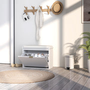 White Shoe Storage Bench with Padded Seat and Six Compartments by HOMCOM