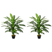 Set of 2 Artificial Dracaena Plants for Home or Office Decor Maintenance Free Green