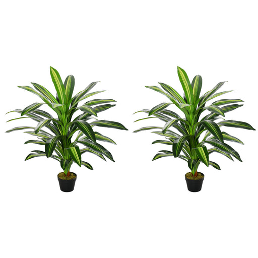 Set of 2 Artificial Dracaena Plants for Home or Office Decor Maintenance Free Green