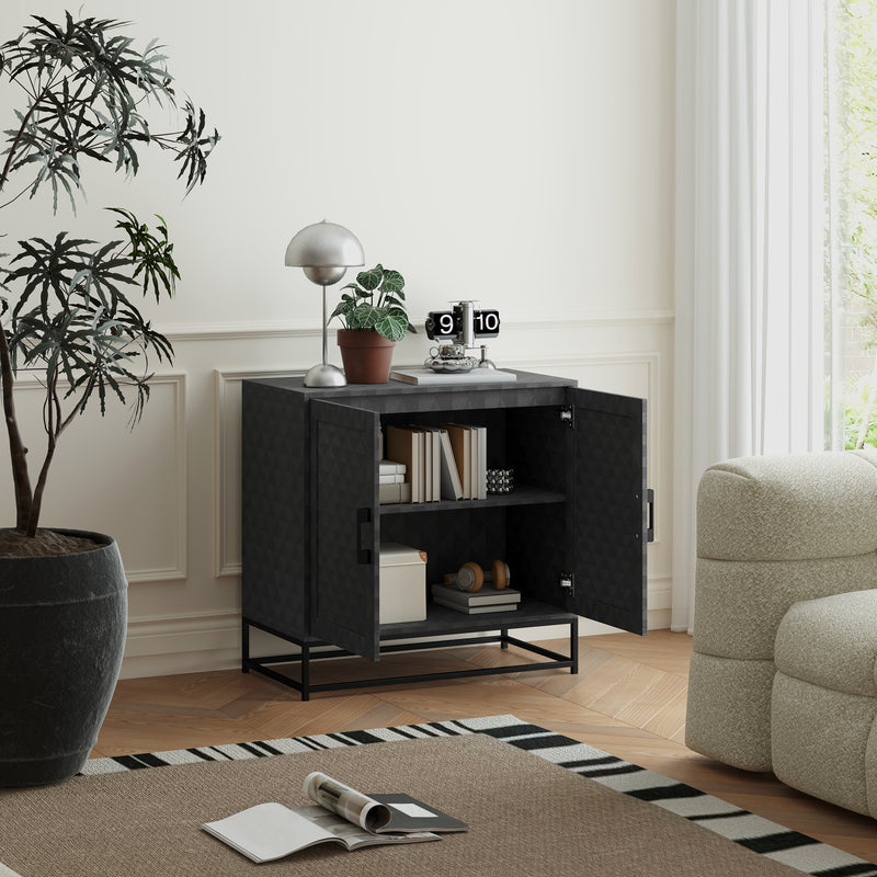 Black Modern Sideboard with Adjustable Shelf and 2 Doors for Living Room Storage by Homcom