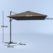 Tan Cantilever Garden Parasol with Crank Handle and Adjustable Angle by Outsunny