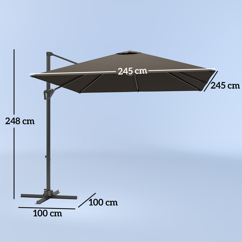 Tan Cantilever Garden Parasol with Crank Handle and Adjustable Angle by Outsunny