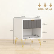 Modern Bedside Table With Drawer And Shelf Storage For Bedroom Organisation White AOSOM