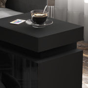 Black LED Bedside Table with High Gloss Front and 2 Drawers for Bedroom or Living Room by HOMCOM