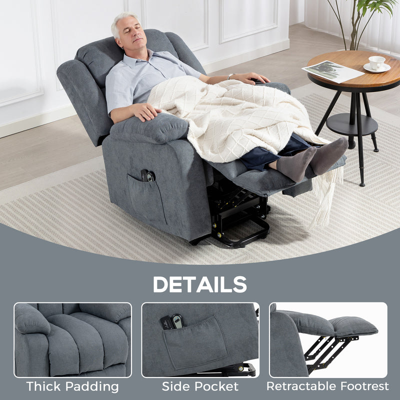 Electric Recliner Massage Chair with Lift Assist and Footrest for Elderly Support Grey