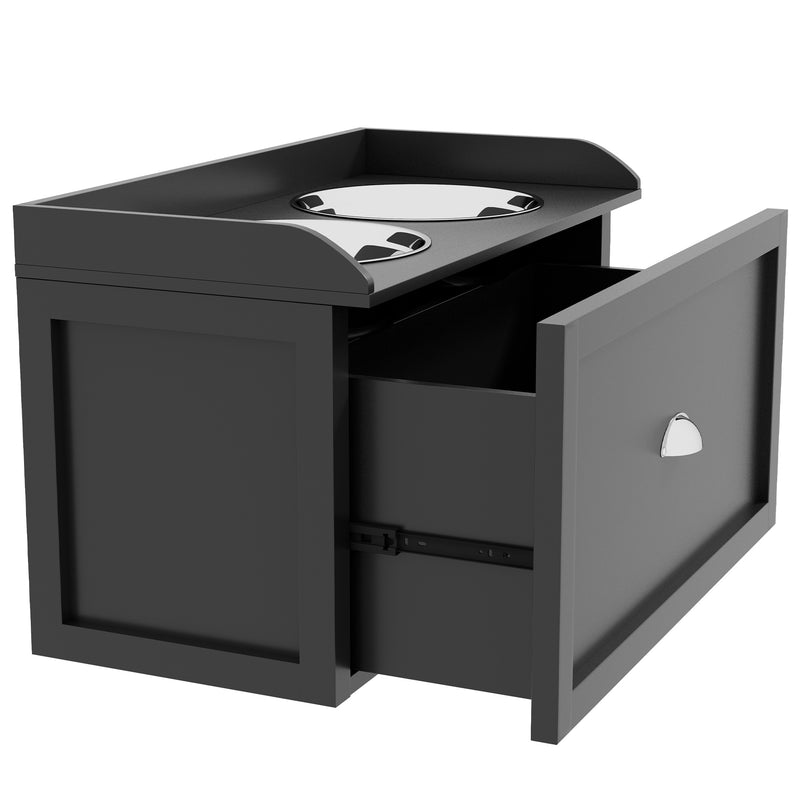 Stainless Steel Raised Dog Bowls with Built In Storage Drawer for Large Pets, Black