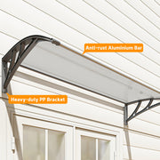 110x60cm Curved Outdoor Door Canopy Rain Shelter With UV Protection For Porch Window Or Entryway, Grey Polycarbonate