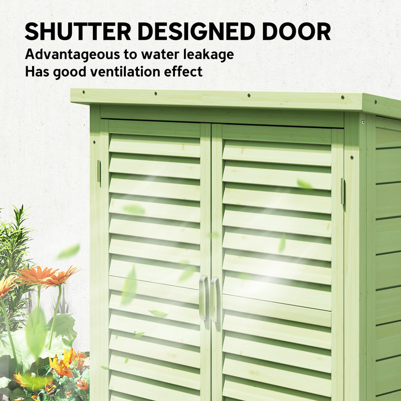 Wooden Garden Storage Shed With Double Doors Ideal For Tools And Equipment Green Outsunny