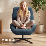 Accent Swivel Chair with High Back and Lumbar Support for Living Room or Bedroom Dark Green AOSOM