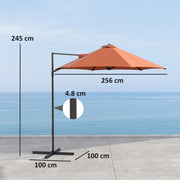 2.5M Cantilever Garden Parasol with 360Â° Rotation and Cross Base Orange by Outsunny