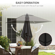 Grey and Red 215cm Square Garden Parasol with Contrast Piping for Stylish Shade