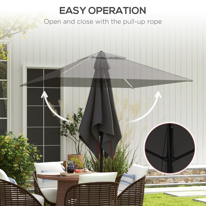 Grey and Red 215cm Square Garden Parasol with Contrast Piping for Stylish Shade