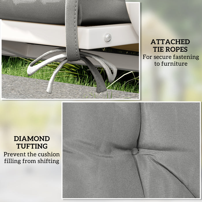 Light Grey 2 Seater Garden Bench Cushion with Backrest and Ties 98 x 100cm by Outsunny
