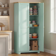 Tall Green Freestanding Storage Cabinet For Kitchen with 4 Shelves - Modern Design 80x48x172cm Homcom