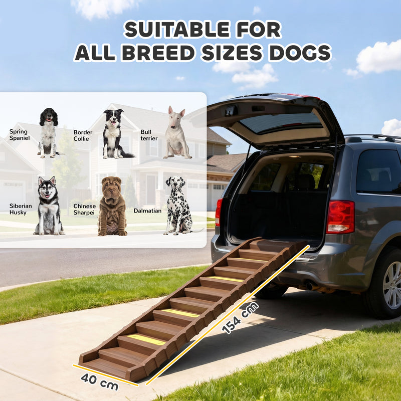 Dog Car Ramp for Easy Pet Access with Anti Slip Surface and Foldable Design Brown