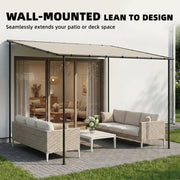 Lean To Pergola with UPF30 Sun Protection for Small Patios and Gardens Cream Outsunny