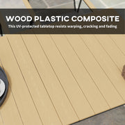 6 Seater Patio Dining Set with Cushions and Rattan Backrest in Wood Finish by Outsunny