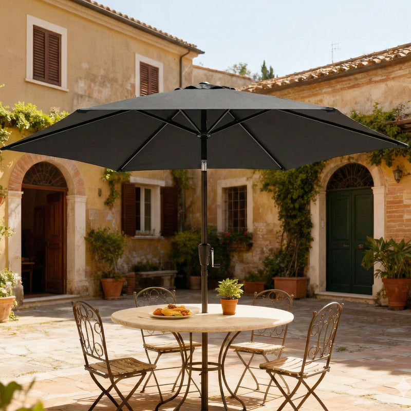 Garden Parasol with Tilting Canopy for Adjustable Shade and UV Protection Black Outsunny