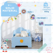 3 Piece Kids Bedroom Furniture Set With Bed Toy Box And Storage Baskets Blue AOSOM