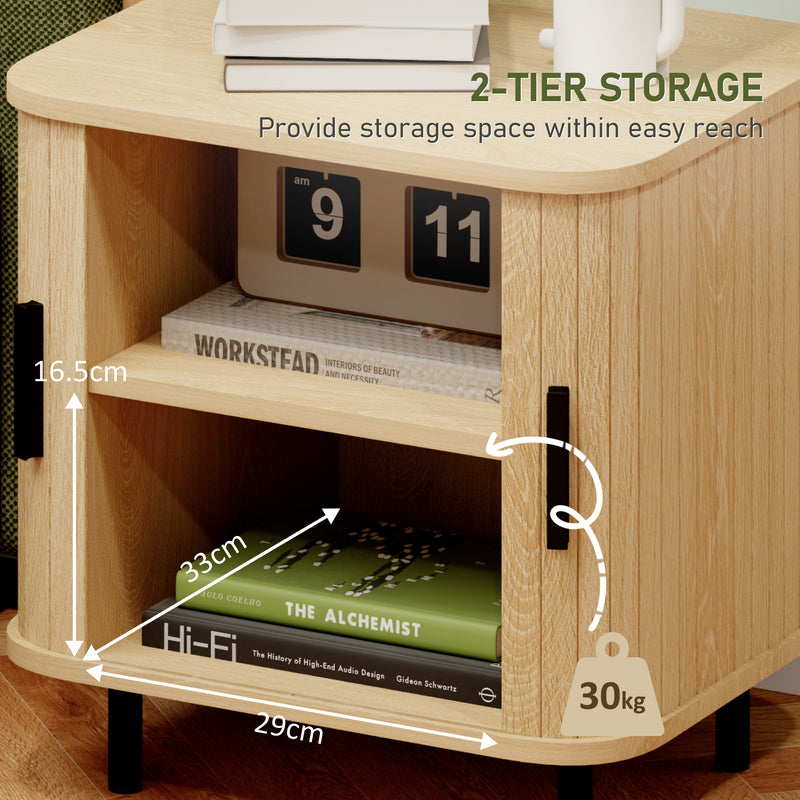 Bedside Table with Sliding Door for Tidy Bedroom Storage and Easy Access